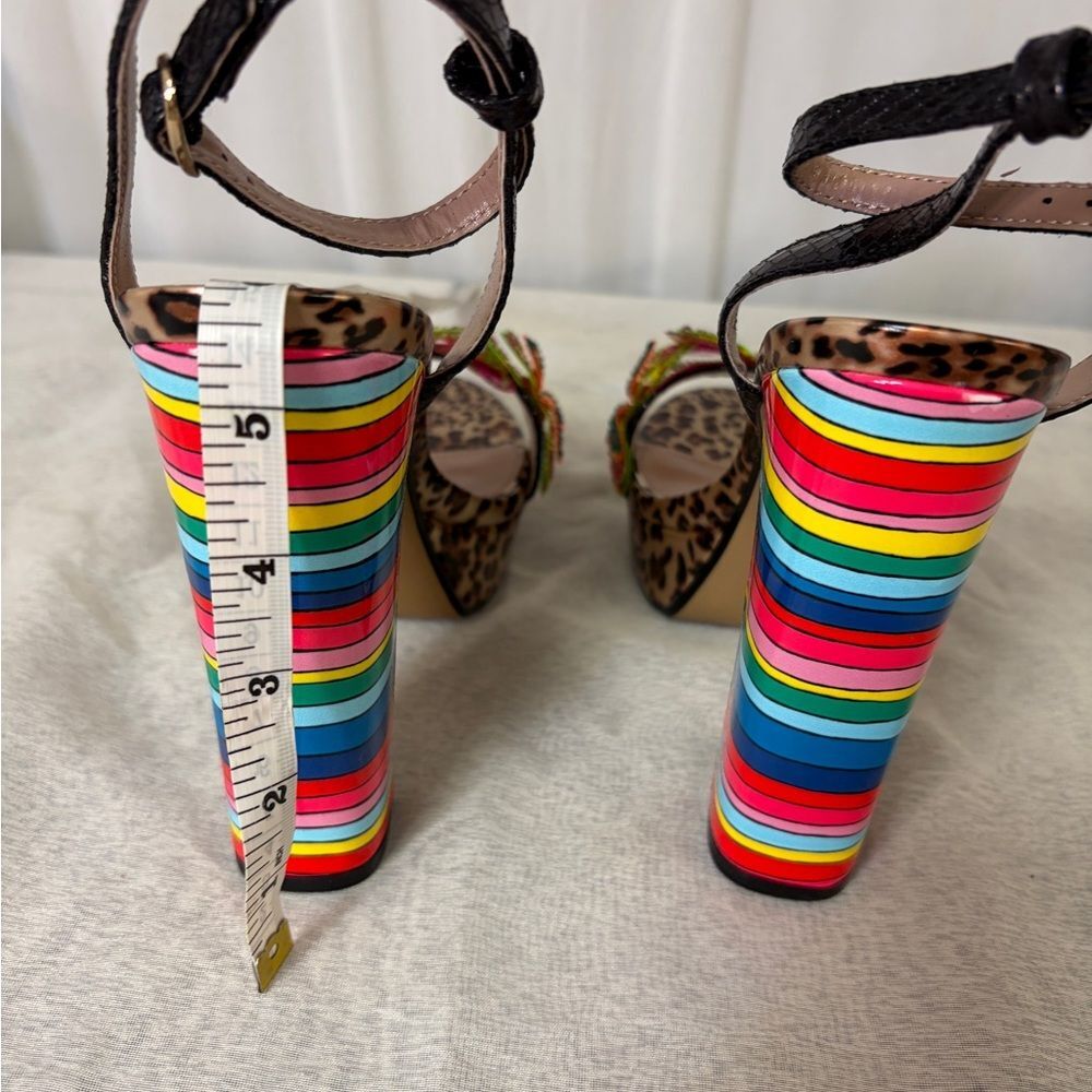 NIB Betsy Johnson Leopard Print Platform Heels with Rainbow Block - Size 9 - Picture 8 of 13